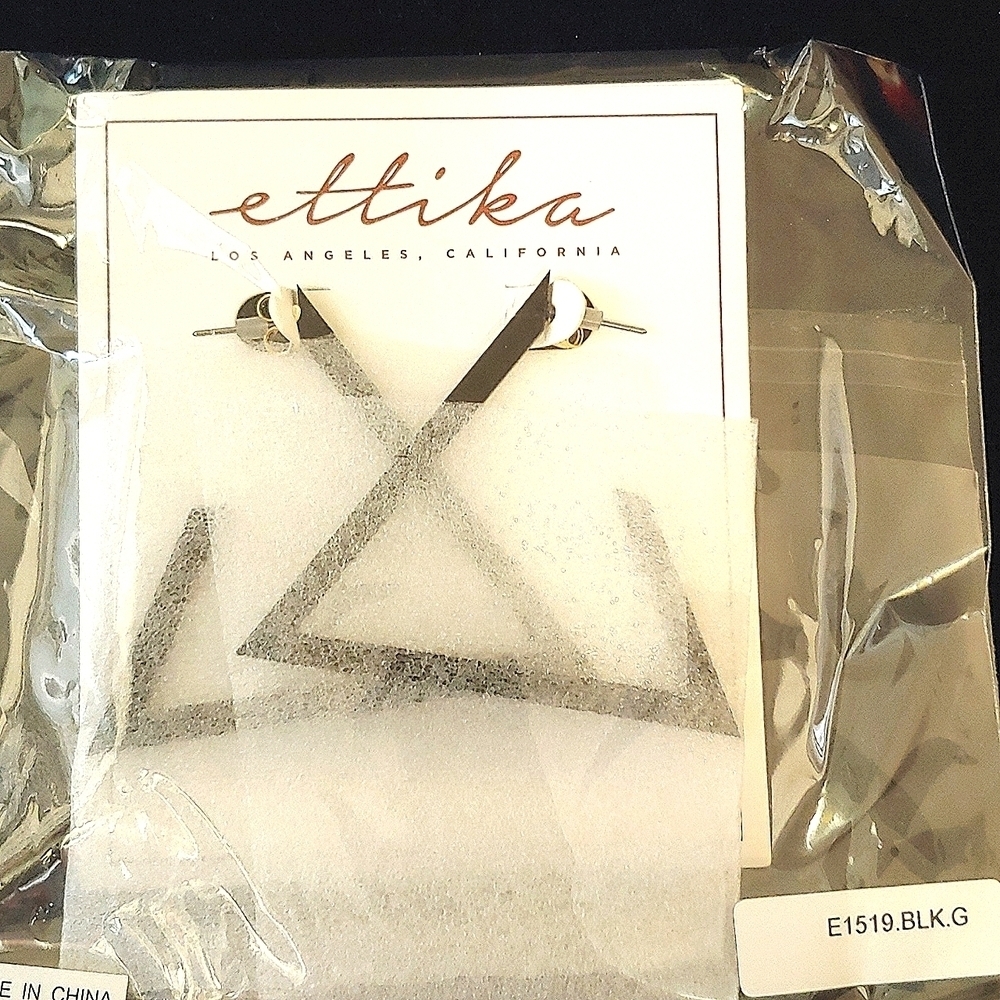 NWOT ettika Black Triangle Hoops - Picture 2 of 2
